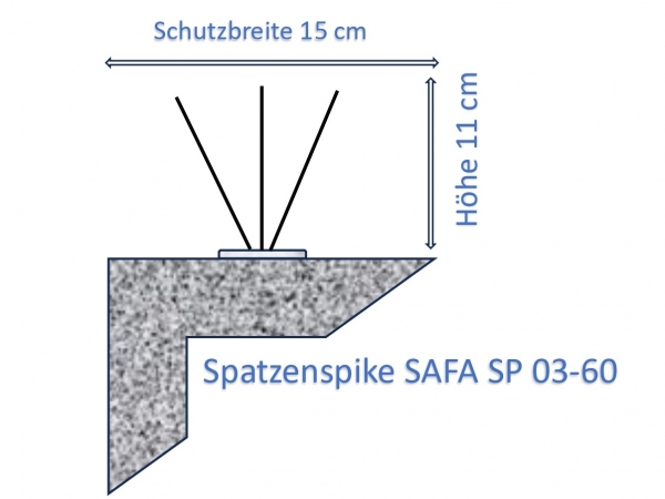 Spatzenspike SAFA SP 03-60, 3-reihig, 50 cm lang, aus Edelstahl & Polycarbonat